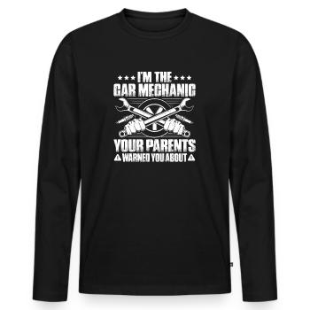 Ingénieur en mécatronique automobile Mécanicien automobile Mécanicien automobile - T-shirt manches longues Premium bio Homme - noir - Devant - Nico (187cm)