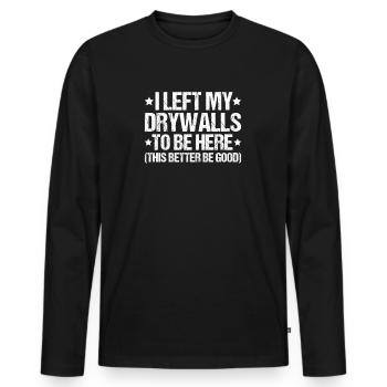 Drywall fitter Drywaller - Men's Premium Organic Long Sleeve Shirt - black - Front - Nico (187cm)