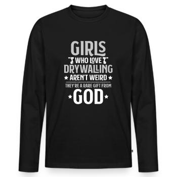 Drywall fitter Drywaller - Men's Premium Organic Long Sleeve Shirt - black - Front - Nico (187cm)
