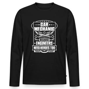 Ingénieur en mécatronique automobile Mécanicien automobile Mécanicien automobile - T-shirt manches longues Premium bio Homme - noir - Devant - Nico (187cm)