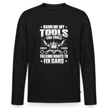 Ingénieur en mécatronique automobile Mécanicien automobile Mécanicien automobile - T-shirt manches longues Premium bio Homme - noir - Devant - Nico (187cm)