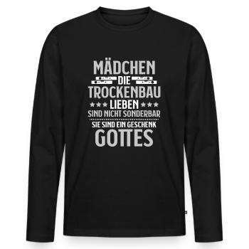 Trockenbaumonteur Trockenbau Drywaller - Männer Premium Bio Langarmshirt - Schwarz - Vorne - Nico (187cm)