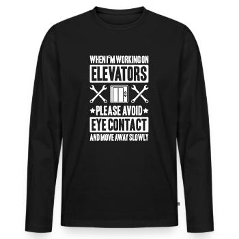 Aufzugsmonteur Aufzugsmechaniker Elevator Mechanic - Männer Premium Bio Langarmshirt - Schwarz - Vorne - Nico (187cm)