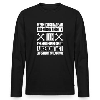 Elevator Fitter Elevator Mechanic Elevator Mechanic - Men's Premium Organic Long Sleeve Shirt - black - Front - Nico (187cm)