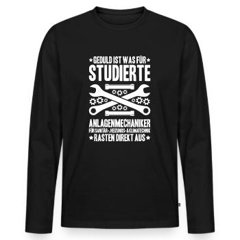 Usine mécanicien plombier plombier chauffage sanitaire - T-shirt manches longues Premium bio Homme - noir - Devant - Nico (187cm)