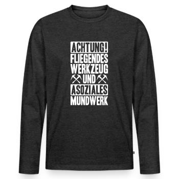 Dachdecker Dachdeckerei Dachdecken Roofer Roofing - Männer Premium Bio Langarmshirt - Anthrazit meliert - Vorne - Nico (187cm)