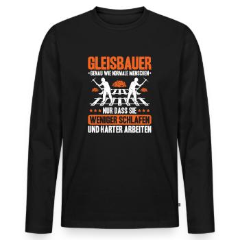 Gleisbauer Schienenarbeiter Gleisbau Track Laborer - Männer Premium Bio Langarmshirt - Schwarz - Vorne - Nico (187cm)