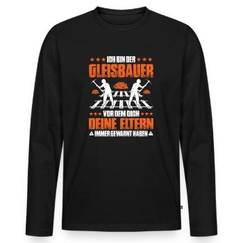Gleisbauer Schienenarbeiter Gleisbau Track Laborer - Männer Premium Bio Langarmshirt - Schwarz - Vorne - Nico (187cm)