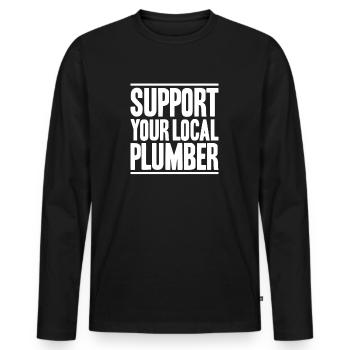 Usine mécanicien plombier plombier chauffage sanitaire - T-shirt manches longues Premium bio Homme - noir - Devant - Nico (187cm)