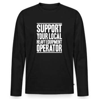 Conducteur d’excavatrice Opérateur d’excavatrice Opérateur d’équipement lourd - T-shirt manches longues Premium bio Homme - noir - Devant - Nico (187cm)