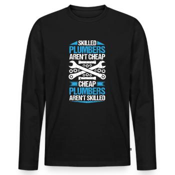 Usine mécanicien plombier plombier chauffage sanitaire - T-shirt manches longues Premium bio Homme - noir - Devant - Nico (187cm)
