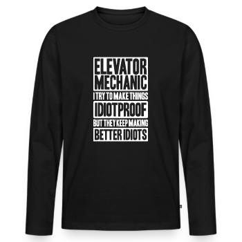 Elevator Fitter Elevator Mechanic Elevator Mechanic - Men's Premium Organic Long Sleeve Shirt - black - Front - Nico (187cm)