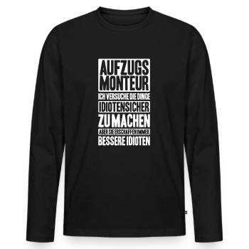 Aufzugsmonteur Aufzugsmechaniker Elevator Mechanic - Männer Premium Bio Langarmshirt - Schwarz - Vorne - Nico (187cm)