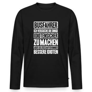 Busfahrer Bus Driver Busman Schulbusfahrer - Männer Premium Bio Langarmshirt - Schwarz - Vorne - Nico (187cm)