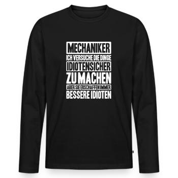 Mechaniker Mechanikerin Mechanik Mechanic - Männer Premium Bio Langarmshirt - Schwarz - Vorne - Nico (187cm)