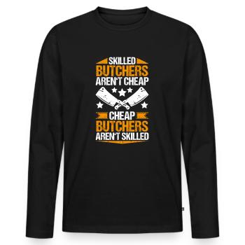 Boucher boucher boucher - T-shirt manches longues Premium bio Homme - noir - Devant - Nico (187cm)