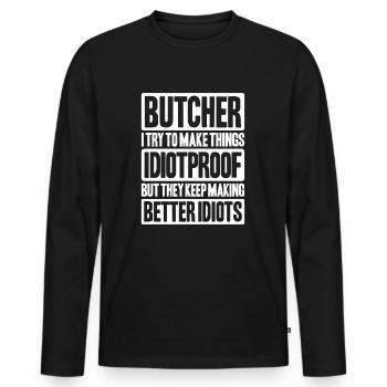 Boucher boucher boucher - T-shirt manches longues Premium bio Homme - noir - Devant - Nico (187cm)
