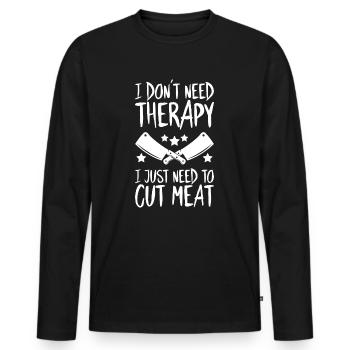 Fleischer Metzger Fleischerei Metzgerei Butcher - Männer Premium Bio Langarmshirt - Schwarz - Vorne - Nico (187cm)