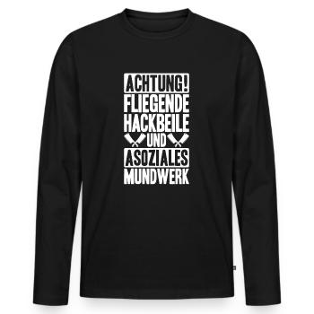 Fleischer Metzger Fleischerei Metzgerei Butcher - Männer Premium Bio Langarmshirt - Schwarz - Vorne - Nico (187cm)