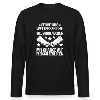Fleischer Metzger Fleischerei Metzgerei Butcher - Männer Premium Bio Langarmshirt - Schwarz - Vorne - Nico (187cm)