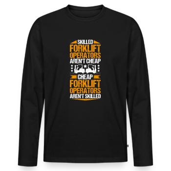 Conducteur de chariot élévateur Opérateur de chariot élévateur - T-shirt manches longues Premium bio Homme - noir - Devant - Nico (187cm)