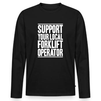 Forklift Driver Forklift Operator - Men's Premium Organic Long Sleeve Shirt - black - Front - Nico (187cm)