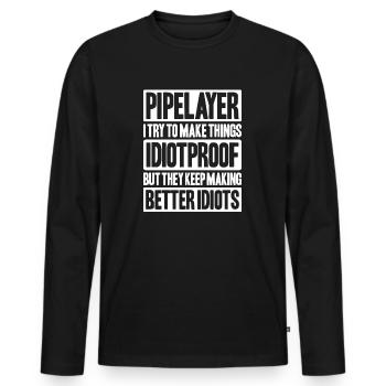 Constructeur de pipelines Construction de pipelines Pipelayer - T-shirt manches longues Premium bio Homme - noir - Devant - Nico (187cm)