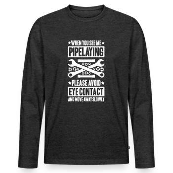 Constructeur de pipelines Construction de pipelines Pipelayer - T-shirt manches longues Premium bio Homme - anthracite chiné - Devant - Nico (187cm)