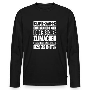 Staplerfahrer Gabelstaplerfahrer Forklift Operator - Männer Premium Bio Langarmshirt - Schwarz - Vorne - Nico (187cm)