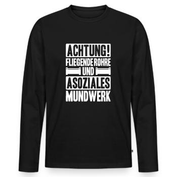 Rohrleitungsbauer Rohrleitungsbau Pipelayer - Männer Premium Bio Langarmshirt - Schwarz - Vorne - Nico (187cm)