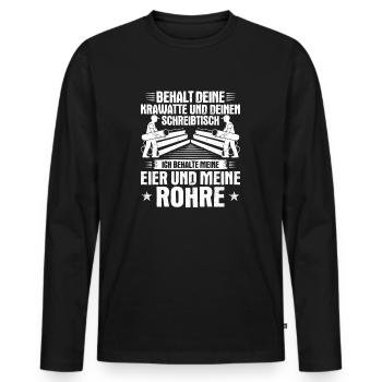 Constructeur de pipelines Construction de pipelines Pipelayer - T-shirt manches longues Premium bio Homme - noir - Devant - Nico (187cm)
