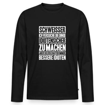 Schweißer Schweißen Schweißerei Welder Welding - Männer Premium Bio Langarmshirt - Schwarz - Vorne - Nico (187cm)