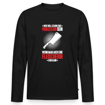 Fleischer Metzger Fleischerei Metzgerei Butcher - Männer Premium Bio Langarmshirt - Schwarz - Vorne - Nico (187cm)
