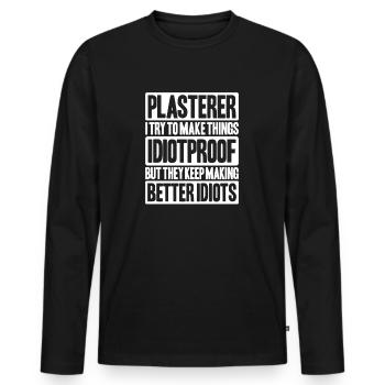Stuckateur Plasterer Stukkateur Gipser Verputzer - Men's Premium Organic Long Sleeve Shirt - black - Front - Nico (187cm)
