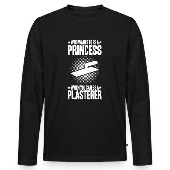 Stuckateur Plasterer Stukkateur Gipser Verputzer - Men's Premium Organic Long Sleeve Shirt - black - Front - Nico (187cm)