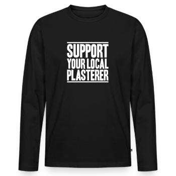 Stuckateur Plasterer Stukkateur Gipser Verputzer - Men's Premium Organic Long Sleeve Shirt - black - Front - Nico (187cm)