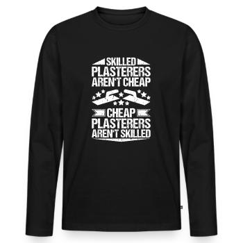 Stuckateur Plasterer Stukkateur Gipser Verputzer - Men's Premium Organic Long Sleeve Shirt - black - Front - Nico (187cm)