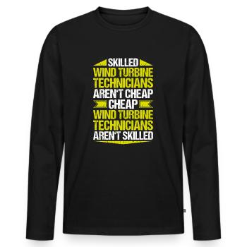 Service Technician Wind Turbines Wind Energy - Men's Premium Organic Long Sleeve Shirt - black - Front - Nico (187cm)