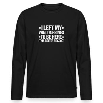Service Technician Wind Turbines Wind Energy - Men's Premium Organic Long Sleeve Shirt - black - Front - Nico (187cm)