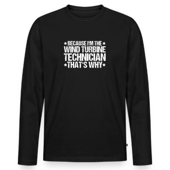 Service Technician Wind Turbines Wind Energy - Men's Premium Organic Long Sleeve Shirt - black - Front - Nico (187cm)