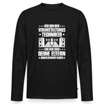Veranstaltungstechniker Event Technician - Männer Premium Bio Langarmshirt - Schwarz - Vorne - Nico (187cm)
