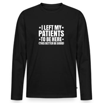 Physiotherapy Physiotherapist Physical Therapist - Men's Premium Organic Long Sleeve Shirt - black - Front - Nico (187cm)