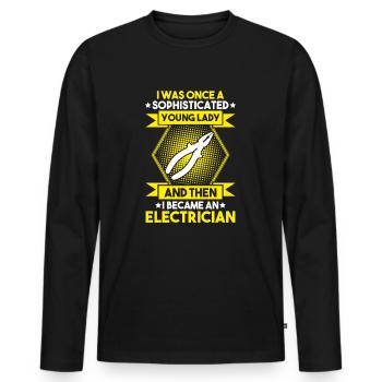 Electronics Electrician Electrician Lineman - Men's Premium Organic Long Sleeve Shirt - black - Front - Nico (187cm)