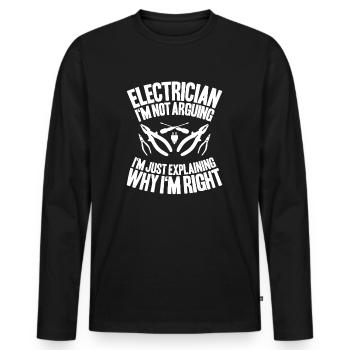 Électricien électronique Électricien monteur de lignes - T-shirt manches longues Premium bio Homme - noir - Devant - Nico (187cm)