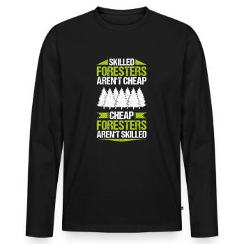 Forestier Forestier Forestier Travailleurs forestiers Forêt - T-shirt manches longues Premium bio Homme - noir - Devant - Nico (187cm)