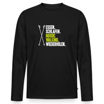 Nordic Walking Nordic Walker Nordic Walken - Männer Premium Bio Langarmshirt - Schwarz - Vorne - Nico (187cm)