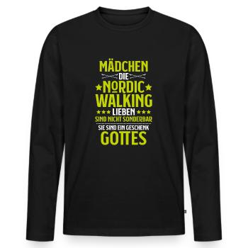 Nordic Walking Nordic Walker Nordic Walken - Männer Premium Bio Langarmshirt - Schwarz - Vorne - Nico (187cm)