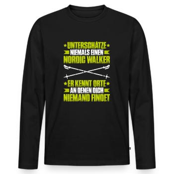 Nordic Walking Nordic Walker Nordic Walken - Männer Premium Bio Langarmshirt - Schwarz - Vorne - Nico (187cm)