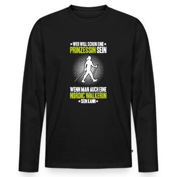 Nordic Walking Nordic Walker Nordic Walken - Männer Premium Bio Langarmshirt - Schwarz - Vorne - Nico (187cm)