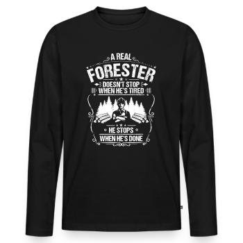 Forestier Forestier Forestier Travailleurs forestiers Forêt - T-shirt manches longues Premium bio Homme - noir - Devant - Nico (187cm)